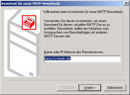 New newsfeed setup - server name